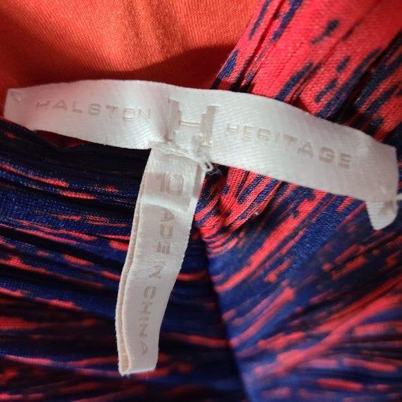 HALSTON Heritage Red Striped Sleeveless V Neck Sheath Mini Dress Size 10 - Picture 6 of 8